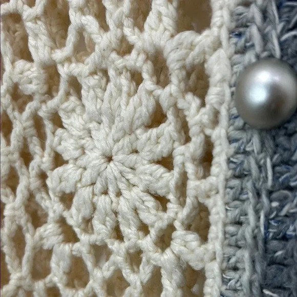 Vintage Handmade Crochet Women's Sweater Cottage Knit Buttons Cozy Warm Medium - Picture 6 of 11